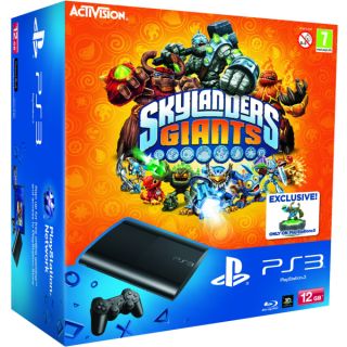 PS3 New Sony PlayStation 3 Slim Console (12 GB)   Black   Includes Skylanders Giants and Exclusive Portal Character      Games Consoles