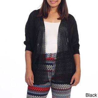 365 Apparel Hadari Womens Plus Size Dolman Sleeve Cardigan Black Size 1X (14W  16W)