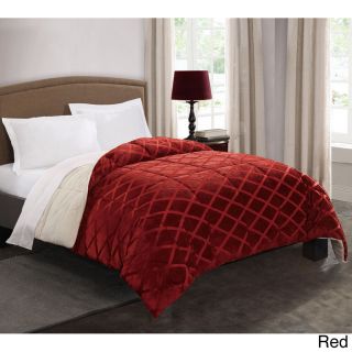 Pem America Embossed Mink To Faux fur Reversible Down Alternative Comforter Red Size Twin