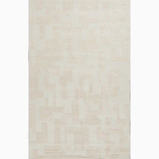Hand made Ivory/ White Wool Textured Rug (2x3)