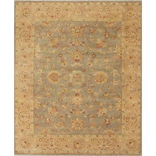 Hand knotted Ziegler Blue Beige Vegetable Dyes Wool Rug (10 X 14)