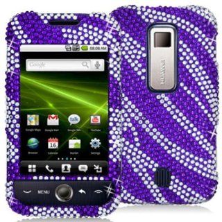 DECORO FDHWM860IMZ703E Premium Full Diamond Protector Case for Huawei M860/Ascend   1 Pack   Retail Packaging   Purple And Silver Zebra Cell Phones & Accessories