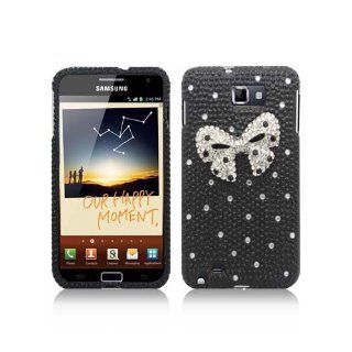Black Silver Bow Tie Bling Gem Jeweled Crystal Cover Case for Samsung Galaxy Note N7000 SGH I717 SGH T879 Cell Phones & Accessories