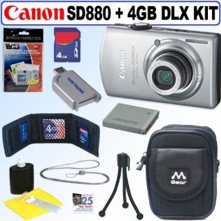 Canon PowerShot SD880IS 10MP Digital Camera (Silver) + 4GB Deluxe Accessory Kit  Point And Shoot Digital Camera Bundles  Camera & Photo