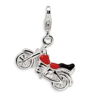 Amore La Vita™ Red and Black Motorcycle Charm in Sterling Silver
