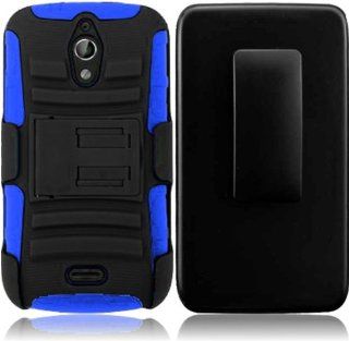 For Huawei Vitria H882L Side Stand Holster Cover Case (Black / Dark Blue) Cell Phones & Accessories