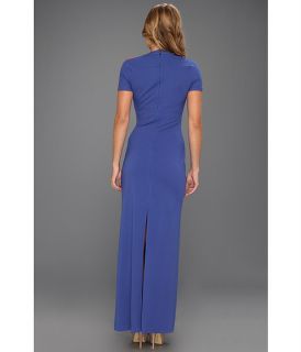 Halston Heritage SS Gown with Shoulder Cut Out Ultramarine