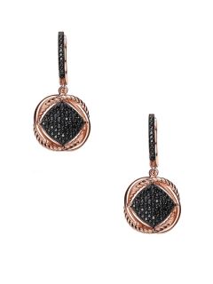 Black CZ Interlocking Circle Drop Earrings by Genevive Jewelry