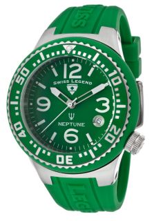 Swiss Legend 11044P 08  Watches,Neptune (44 mm) Green Dial Green Silicone, Casual Swiss Legend Quartz Watches