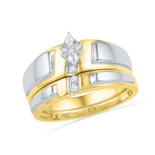 Marquise Diamond Accent Slant Bridal Set in 10K Two Tone Gold   Zales