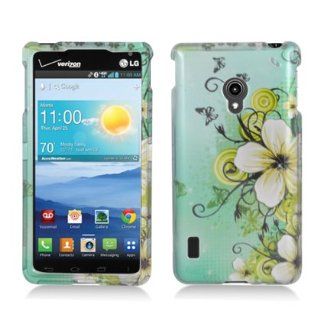 For LG Lucid 2 VS870 (Verizon) Image, Flowers and Butterfly, Green (2D) Cell Phones & Accessories