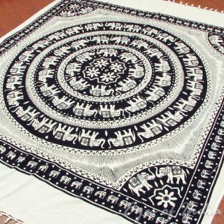 WHITE INDIAN ELEPHANT THROW BEDSPREAD WALL HANGING TAPESTRY Blanket Decorative  