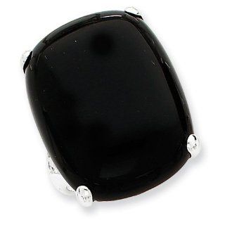 SS Rectangle Black Onyx Ring. Metal Wt  10.890g Jewelry