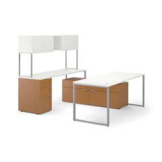 HON Voi Contemporary U station with Low Credenza and Stack On Storage HONVC72