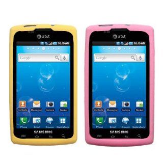 Two Silicone Cases / Skins / Covers for Samsung Captivate / SGH I897   Yellow, Light Pink Cell Phones & Accessories