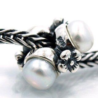 Pro Jewelry .925 Sterling Silver "3 Real Pearls w/ Flowers" Charm Bead for Snake Chain Charm Bracelets Jewelry