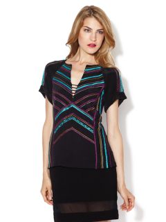 Tabla Embroidered Silk Top by Nanette Lepore