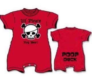 Lil Pirate Baby Romper Poop Deck Red Infant Snapsuit (0 6 Months) Clothing