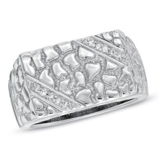 Mens Diamond Accent Nugget Ring in Sterling Silver   Zales