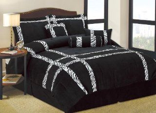 King Size Micro Fiber Black /White Zebra Patchwork Comforter Set  
