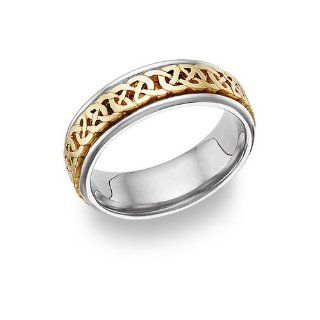 Celtic Knot Wedding Band Ring, 14K Gold and Silver Jewelry