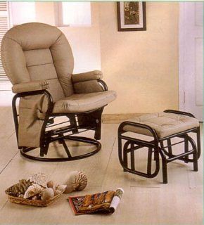BEAUTIFUL RECLINER GLIDER & OTTOMAN IN BONE COLOR   Rocking Chairs