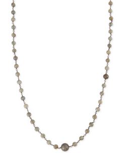 Polished Labradorite Necklace with Pave Diamond Beads, 44   Sheryl Lowe