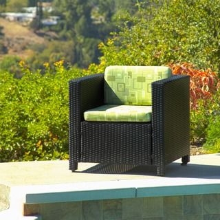 Destin Wicker Black Outdoor Chair With Cushion