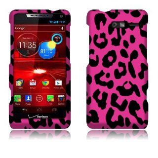 Motorola Droid RAZR M XT907 Hot Pink Leopard Rubberized Cover Cell Phones & Accessories