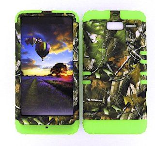Case Cover For Motorola Droid RAZR M XT907 Hard Lime Green Skin+Camo Leaves Snap Cell Phones & Accessories