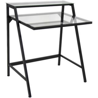 LumiSource Computer Desk OFD TM 2TIER CL / OFD TM 2TIER W Finish Black / Clear