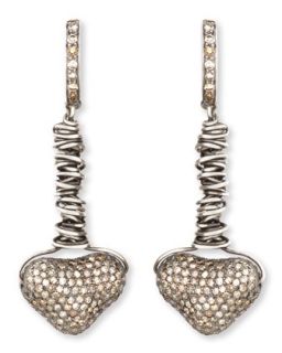 Dangling Pave Diamond Heart Earrings   Irit Design