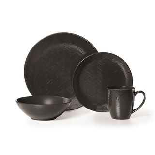 Mikasa Gourmet Basics Ridgewood Black 16 piece Dinnerware Set