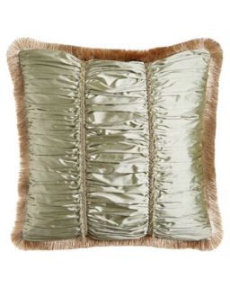 Ruched Silk Pillow with Beads, Gimp, & Fringe, 22Sq.   Sweet Dreams