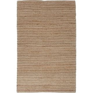 Driftwood Natural Solid Jute/ Cotton Beige/ Brown Rug (5 X 8)