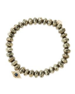 8mm Faceted Champagne Pyrite Beaded Bracelet with 14k Yellow Gold/Diamond Small