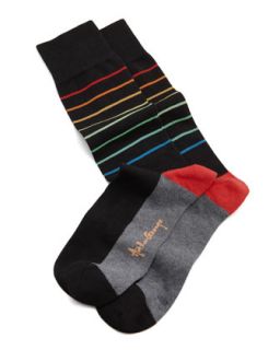 Thin Striped Mens Socks, Black/Multicolor   Arthur George by Robert Kardashian