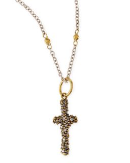 Crystal Studded Dedalion Cross Charm Necklace   Waxing Poetic