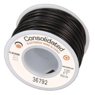 Wire Hook up Solid 22 AWG Black 100 Feet Electronic Component Wire