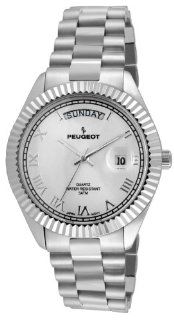 Peugeot Men's 1029S All Silver Coin Edge Bezel Watch Watches
