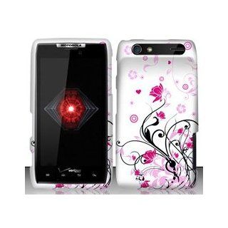 5 Items Combo For Motorola Droid RAZR XT912 (Verizon) Pink/Silver Vines Design Snap On Hard Case Protector Cover + Stylus Pen + Screen Protector + Leather Pouch + Free Animal Rubber Band Bracelet Cell Phones & Accessories