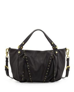 Candice Studded Leather Satchel Bag, Black   Oryany