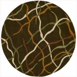 Nourison Casual Hand tufted Dimensions Brown Rug (59 X 59 Round)