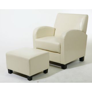 OSP Designs Metro Collection Ottoman and Chair MET807 Color Cream