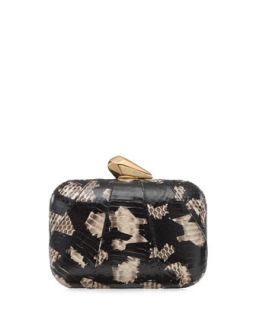 Morley Snakeskin Clutch Bag, Black/Natural   Kotur