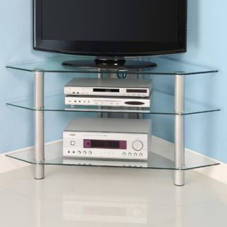 Home Loft Concept 44 Glass Corner TV Stand V44Y76 Finish Silver