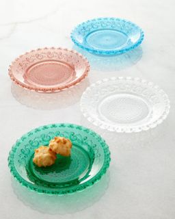 Four Clear Scroll Canape Plates