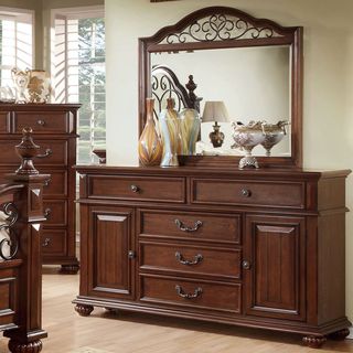 Furniture Of America Furniture Of America Barath 2 piece Antique Dark Oak Dresser And Mirror Set Brown Size 5 drawer
