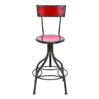 Woodland Imports Old Look Adjustable Bar Stool 5541 Color Fire Engine Red