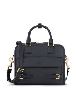 Cruz Small Leather Satchel Bag, Black   Loewe